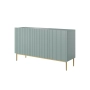 Komoda Nicole 150 cm trzydrzwiowa z ryflowanym frontem - szałwia / złote nóżki - Limitowana oferta