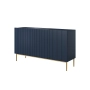 Komoda Nicole 150 cm trzydrzwiowa z ryflowanym frontem - granat / złote nóżki - Limitowana oferta