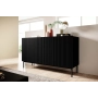 Komoda Nicole 150 cm trzydrzwiowa z ryflowanym frontem - czarny mat / czarne nóżki