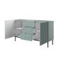 Komoda Nicole 150 cm z szufladami i półkami - szałwia / czarne nóżki - Limitowana oferta