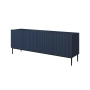 Komoda Nicole 200 cm z ryflowanym frontem i metalowymi nogami - granat / czarne nóżki - Limitowana oferta