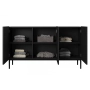 Komoda Nicole 150 cm trzydrzwiowa z ryflowanym frontem - czarny mat / czarne nóżki