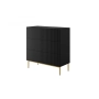 Komoda z szufladami Nicole 100 cm - czarny mat / złote nóżki