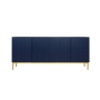 Komoda Nicole 200 cm z ryflowanym frontem i metalowymi nogami - granat / złote nóżki - Limitowana oferta