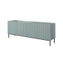 Komoda Nicole 200 cm z ryflowanym frontem i metalowymi nogami- szałwia / czarne nóżki - Limitowana oferta