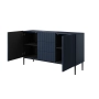 Komoda Nicole 150 cm z szufladami i półkami - granat / czarne nóżki - Limitowana oferta