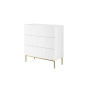 Komoda z szufladami Nicole 100 cm - biały mat / złote nóżki