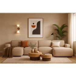 Olio Nobile Nowoczesna sofa w kształcie litery U Tkanina Raven 30