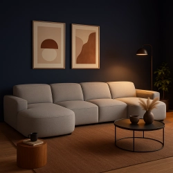 Olio Nobile Nowoczesna sofa w kształcie litery U Tkanina Raven 7