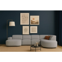 Olio Primo Nowoczesny narożnik w kształcie litery U Tkanina Raven 7