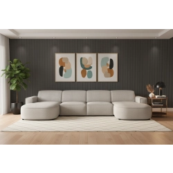 Olio Nobile Nowoczesna sofa w kształcie litery U Tkanina Raven 6