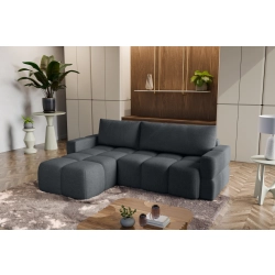 Fumo Komfortowa sofa narożna pikowana Tkanina Neve 97