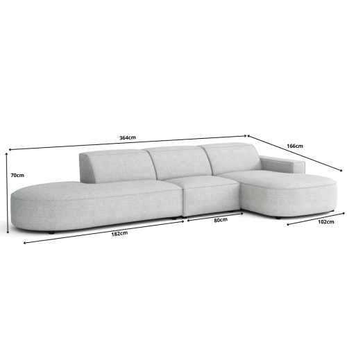 Olio Tradizione Narożnik wypoczynkowy w kształcie litery L Tkanina Raven 7