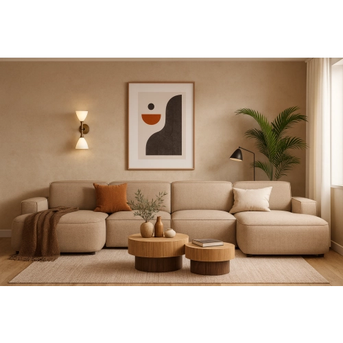 Olio Nobile Nowoczesna sofa w kształcie litery U Tkanina Raven 30