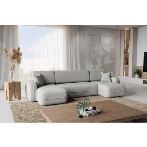 Oreo U Narożnik wypoczynkowy  Komfortowy narożnik wypoczynkowy z funkcją spania i pojemnikiem na pościel Tkanina Quelle 83