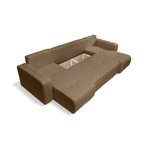 Oreo U Narożnik wypoczynkowy  Komfortowy narożnik wypoczynkowy z funkcją spania i pojemnikiem na pościel Tkanina Quelle 17