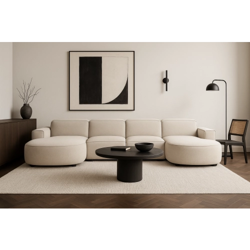 Olio Nobile Nowoczesna sofa w kształcie litery U Tkanina Raven 24