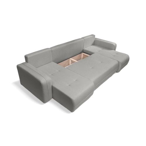 Oreo U Narożnik wypoczynkowy  Komfortowy narożnik wypoczynkowy z funkcją spania i pojemnikiem na pościel Tkanina Quelle 83