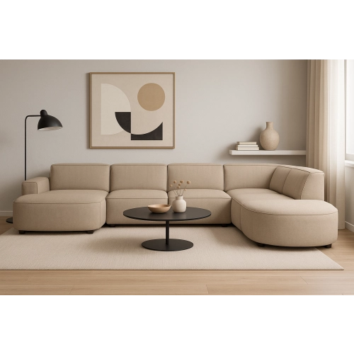 Olio Primo Nowoczesny narożnik w kształcie litery U Tkanina Raven 30