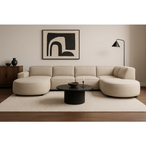 Olio Primo Nowoczesny narożnik w kształcie litery U Tkanina Raven 24