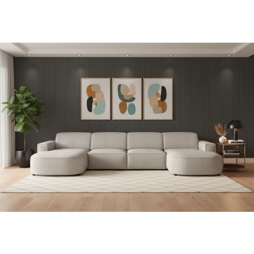 Olio Nobile Nowoczesna sofa w kształcie litery U Tkanina Raven 6