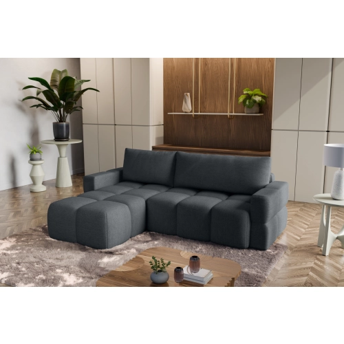 Fumo Komfortowa sofa narożna pikowana Tkanina Neve 97