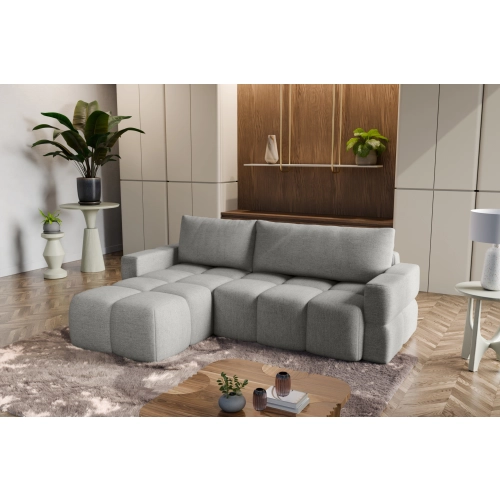 Fumo Komfortowa sofa narożna pikowana Tkanina Neve 83