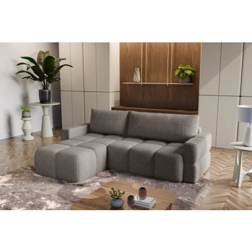 Fumo Komfortowa sofa narożna pikowana Tkanina Onega 22