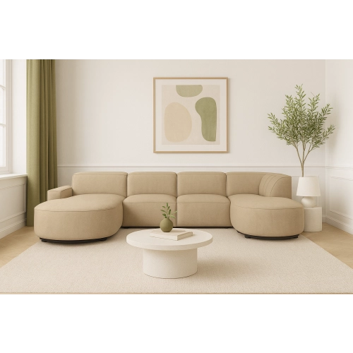 Olio Primo Nowoczesny narożnik w kształcie litery U Tkanina Raven 34