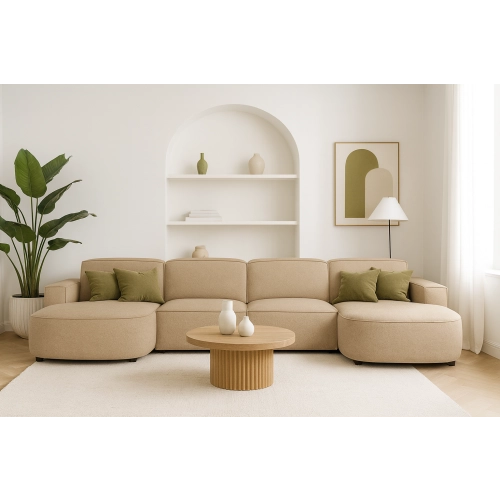 Olio Nobile Nowoczesna sofa w kształcie litery U Tkanina Raven 34