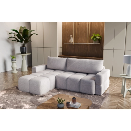 Fumo Komfortowa sofa narożna pikowana Tkanina Neve 04