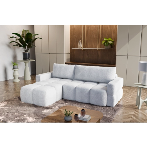 Fumo Komfortowa sofa narożna pikowana Tkanina Coral 70