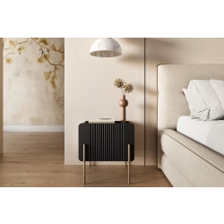 Szafka nocna Malmi 45 cm z szufladą - czarny mat / złote nóżki