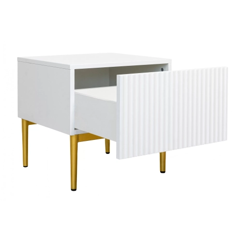 Zestaw 2 szt. szafka nocna stolik z szufladą i metalowymi nogach Nicole - biały mat / złote nóżki