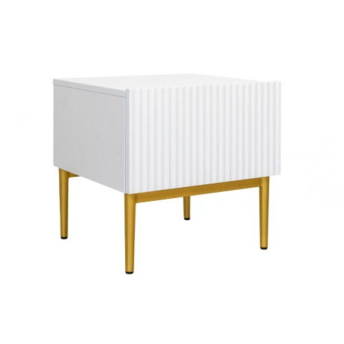 Zestaw 2 szt. szafka nocna stolik z szufladą i metalowymi nogach Nicole - biały mat / złote nóżki