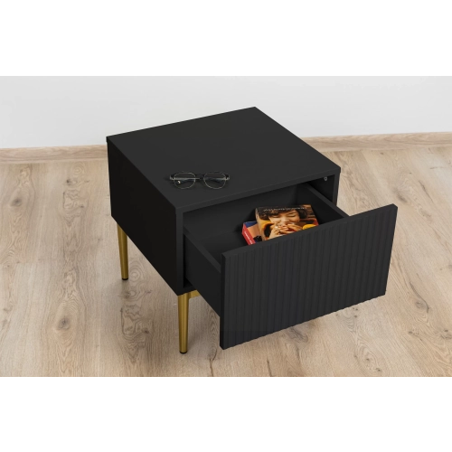 Zestaw szafek nocnych Nicole 46 cm - czarny / złote nóżki