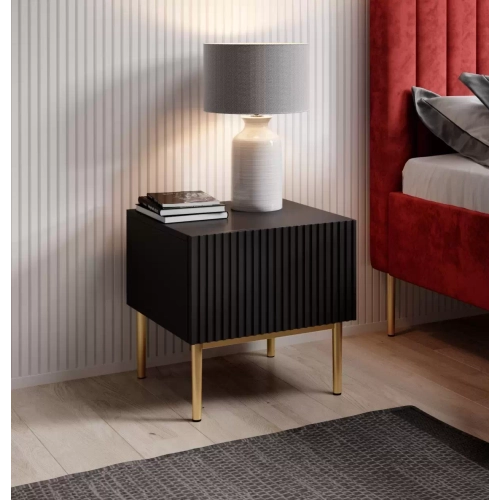 Zestaw szafek nocnych Nicole 46 cm - czarny / złote nóżki