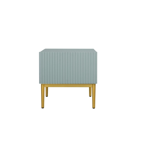 Zestaw 2 szt. szafka nocna stolik Nicole z szufladą i metalowymi nogami - szałwia / złote nóżki - Limitowana oferta