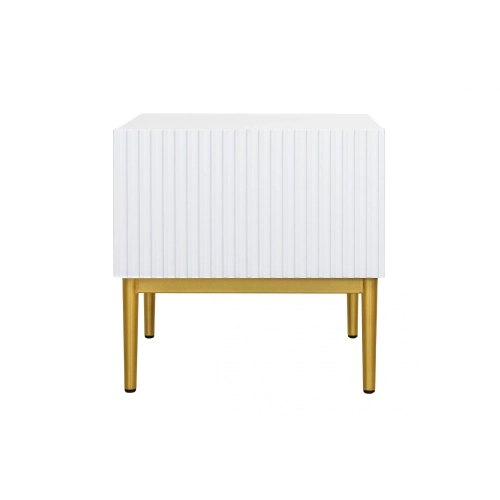 Zestaw 2 szt. szafka nocna stolik z szufladą i metalowymi nogach Nicole - biały mat / złote nóżki