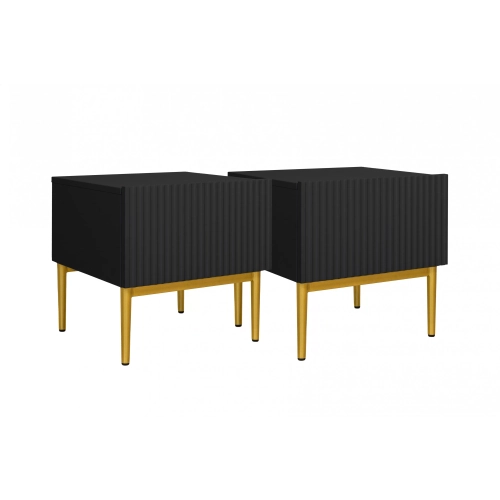Zestaw szafek nocnych Nicole 46 cm - czarny / złote nóżki