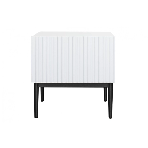 Zestaw 2 szt. szafka nocna stolik Nicole z szufladą i metalowymi nogami - biały mat / czarne nóżki