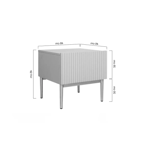 Zestaw 2 szt. szafka nocna stolik Nicole z szufladą i metalowymi nogami - biały mat / czarne nóżki