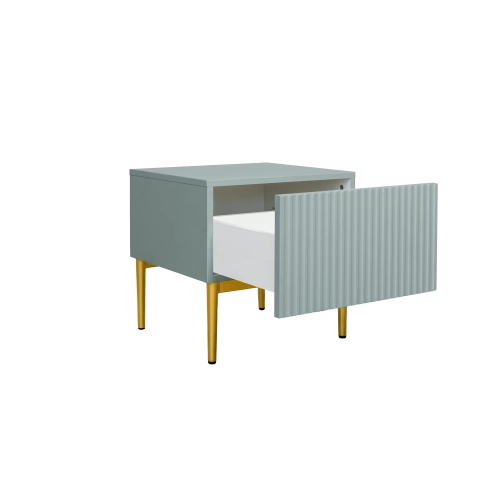 Zestaw 2 szt. szafka nocna stolik Nicole z szufladą i metalowymi nogami - szałwia / złote nóżki - Limitowana oferta