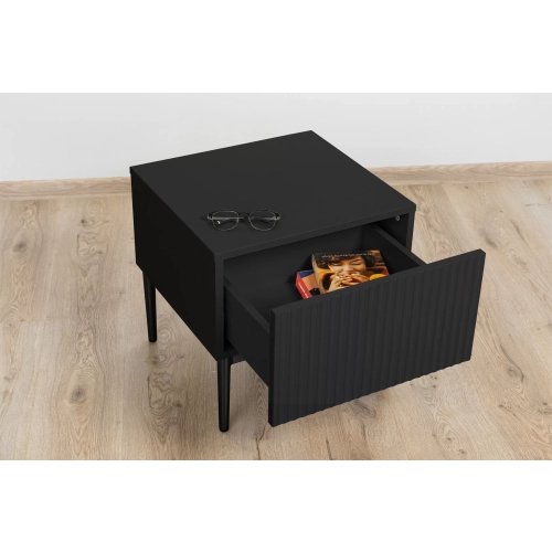 Zestaw szafek nocnych Nicole 46 cm - czarny / czarne nóżki