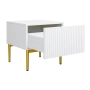 Zestaw 2 szt. szafka nocna stolik z szufladą i metalowymi nogach Nicole - biały mat / złote nóżki