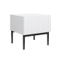 Zestaw 2 szt. szafka nocna stolik Nicole z szufladą i metalowymi nogami - biały mat / czarne nóżki
