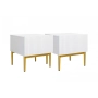 Zestaw 2 szt. szafka nocna stolik z szufladą i metalowymi nogach Nicole - biały mat / złote nóżki