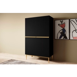 Kredens Szafka Nicole 100 cm - czarny mat / złote nóżki