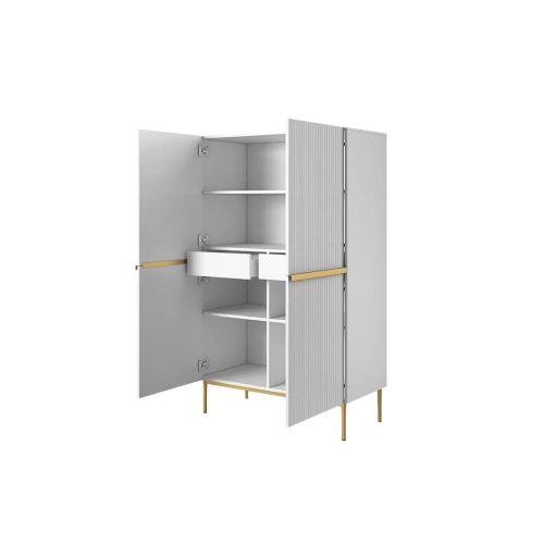 Kredens Szafka Nicole 100 cm - biały mat / złote nóżki