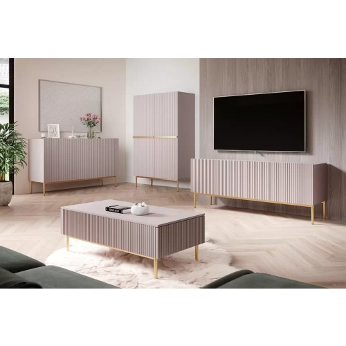 Kredens Szafka Nicole 100 cm - antyczny róż / złote nóżki